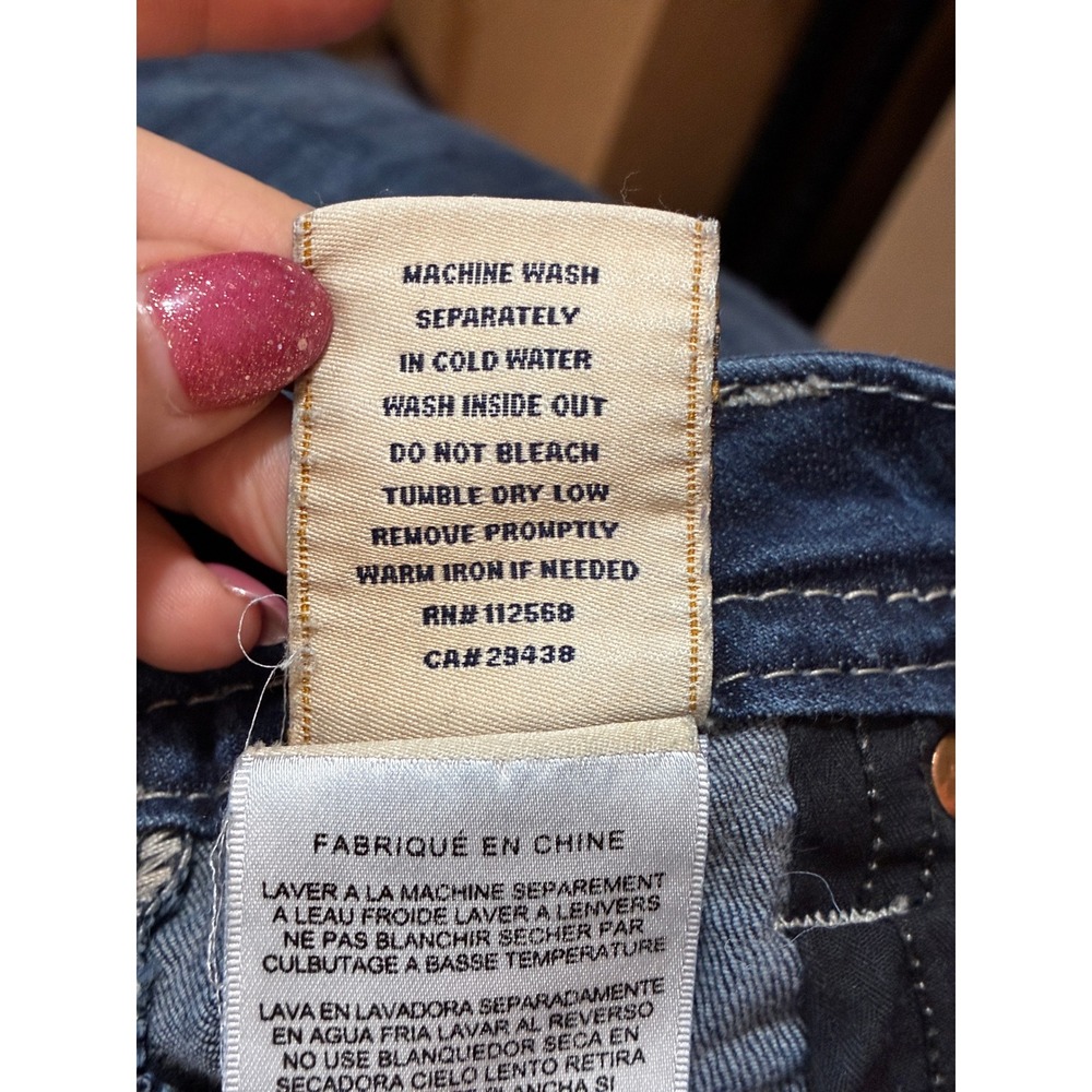Miss Me Mid Rise Bootcut Jeans Embellished Flap Pocket Blue 28 ME8055B7R - Picture 7 of 8
